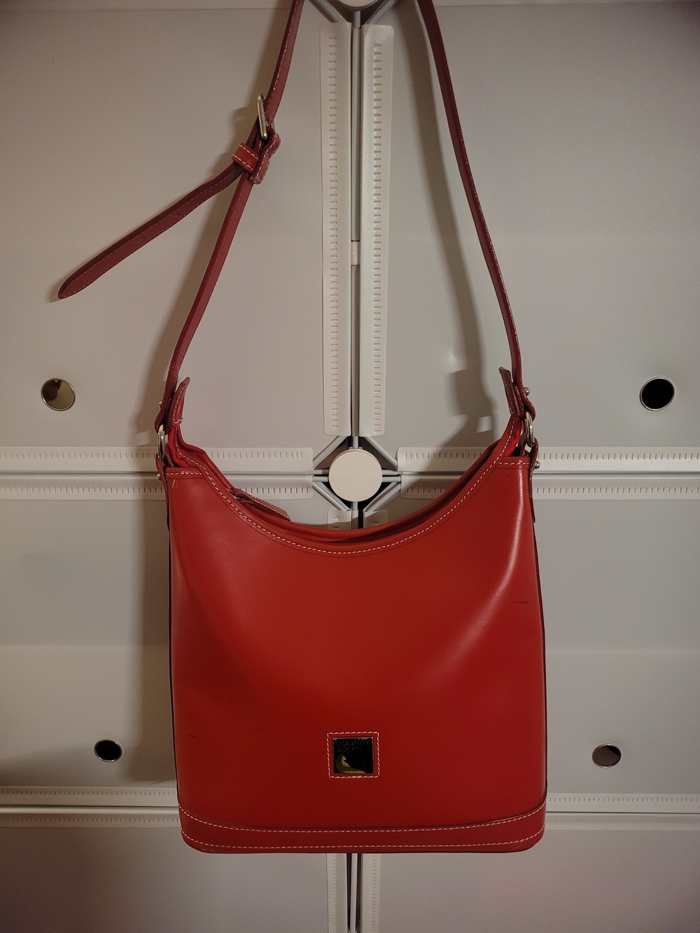 Red Leather Designer Shoulder Hobo Bag - Classic Women's
